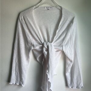 White Tie-Front Crop Top